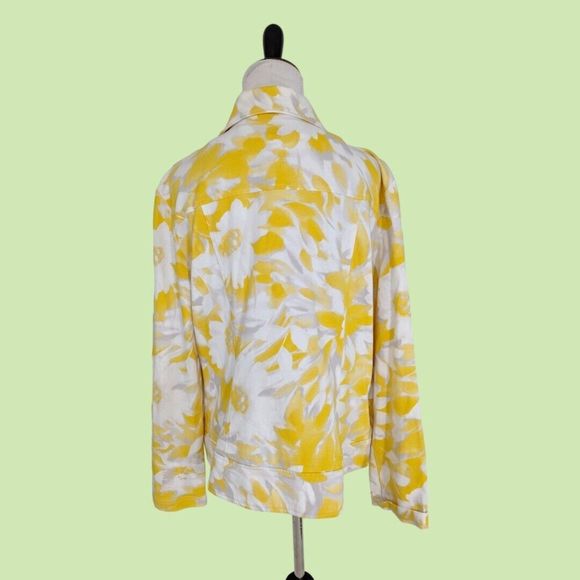 Clara Sun Woo Yellow White Floral Zip‎ Jacket XL - Picture 2 of 5